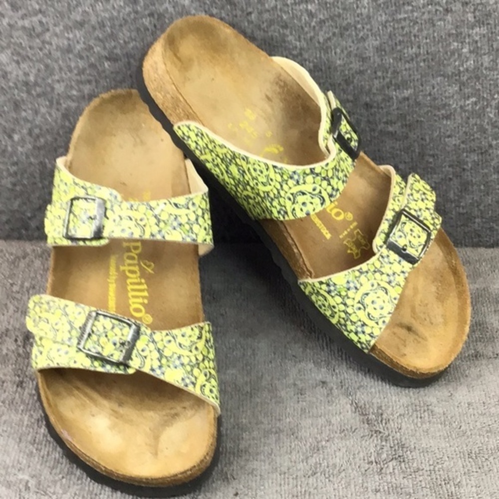 Birkenstock Papillio Sandals Yellow Floral‎ Sz 38